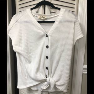 Knit top with tie front